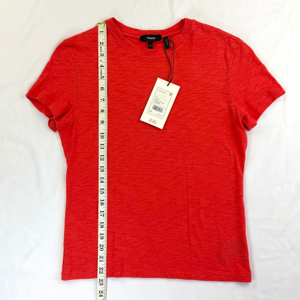 THEORY Tiny Tee Short Sleeve Slub Crewneck in Poppy Red Size Medium (NWT) - Picture 6 of 8